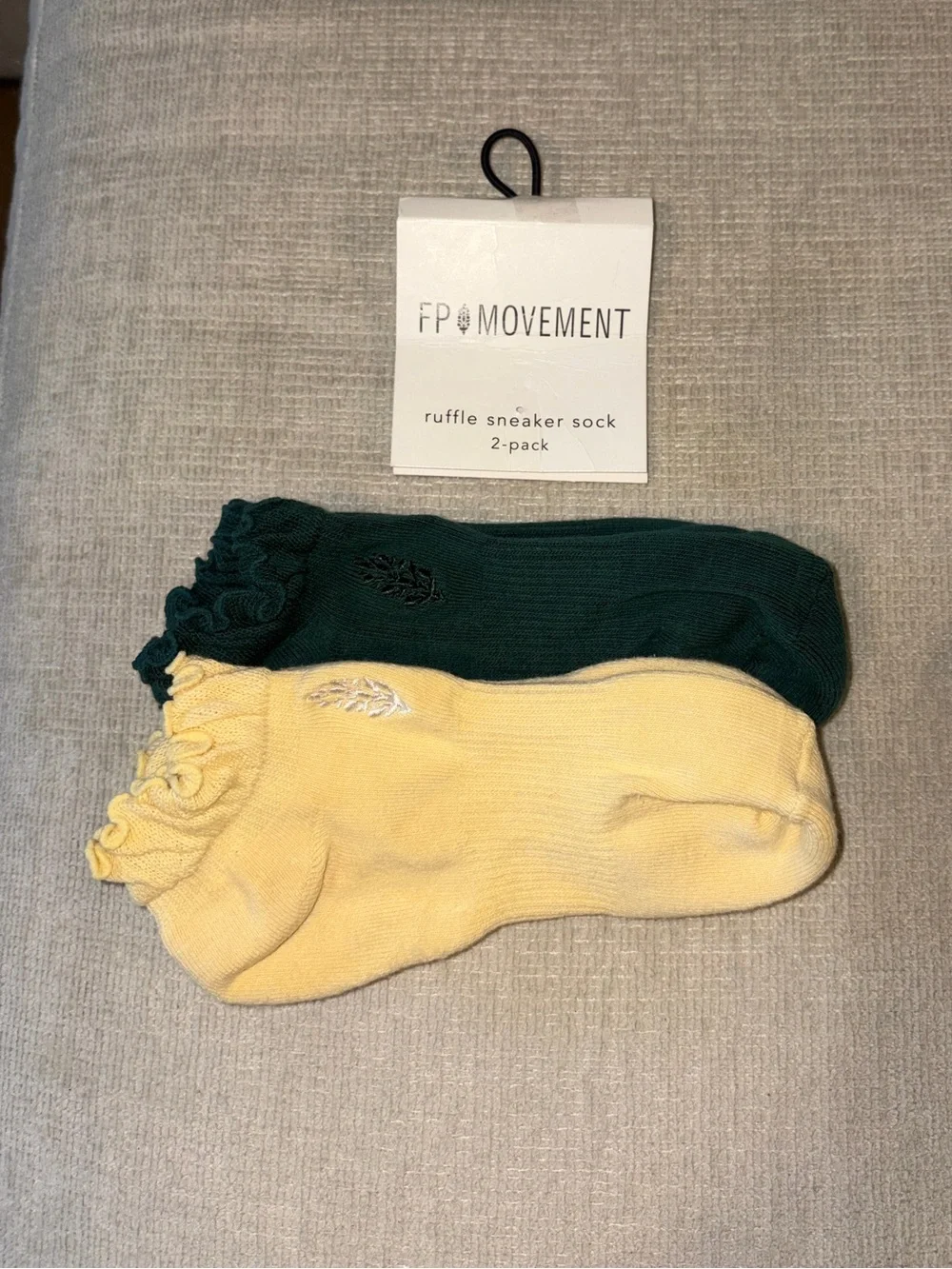 Free People Movement Ruffle Sneaker Sock 2-Pack Evergreen Green Sunlit Yellow